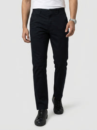 Men Trouser Relaxed Fit Jet Black Mid Rise