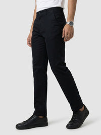Men Trouser Relaxed Fit Jet Black Mid Rise
