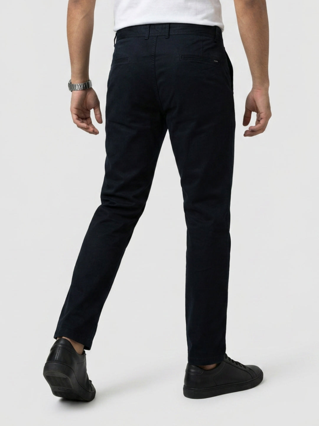Men Trouser Relaxed Fit Jet Black Mid Rise