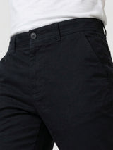 Men Trouser Relaxed Fit Jet Black Mid Rise