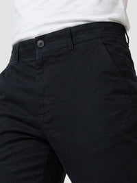 Men Trouser Relaxed Fit Jet Black Mid Rise