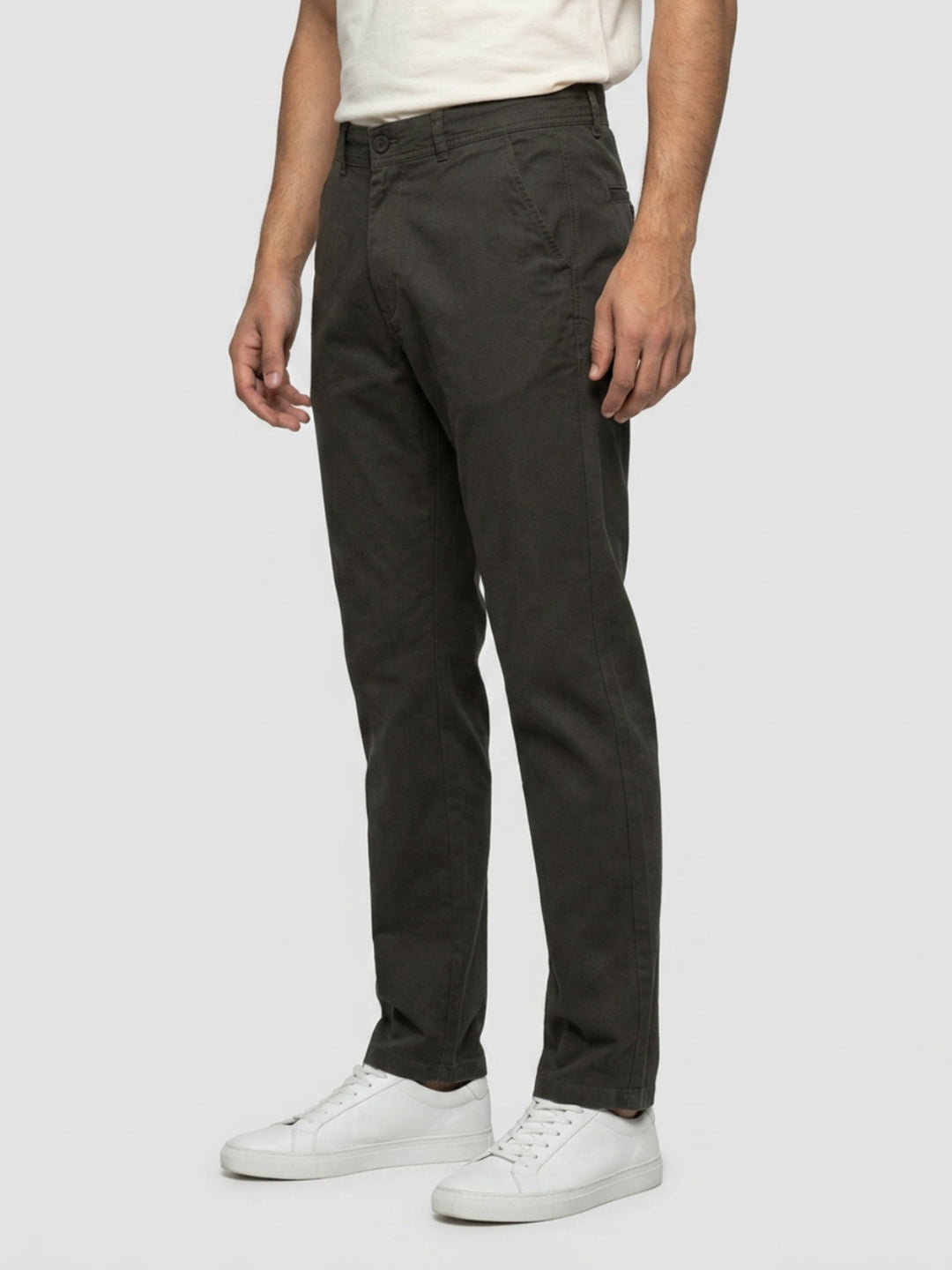 Men Trouser Relaxed Fit Green Mid Rise