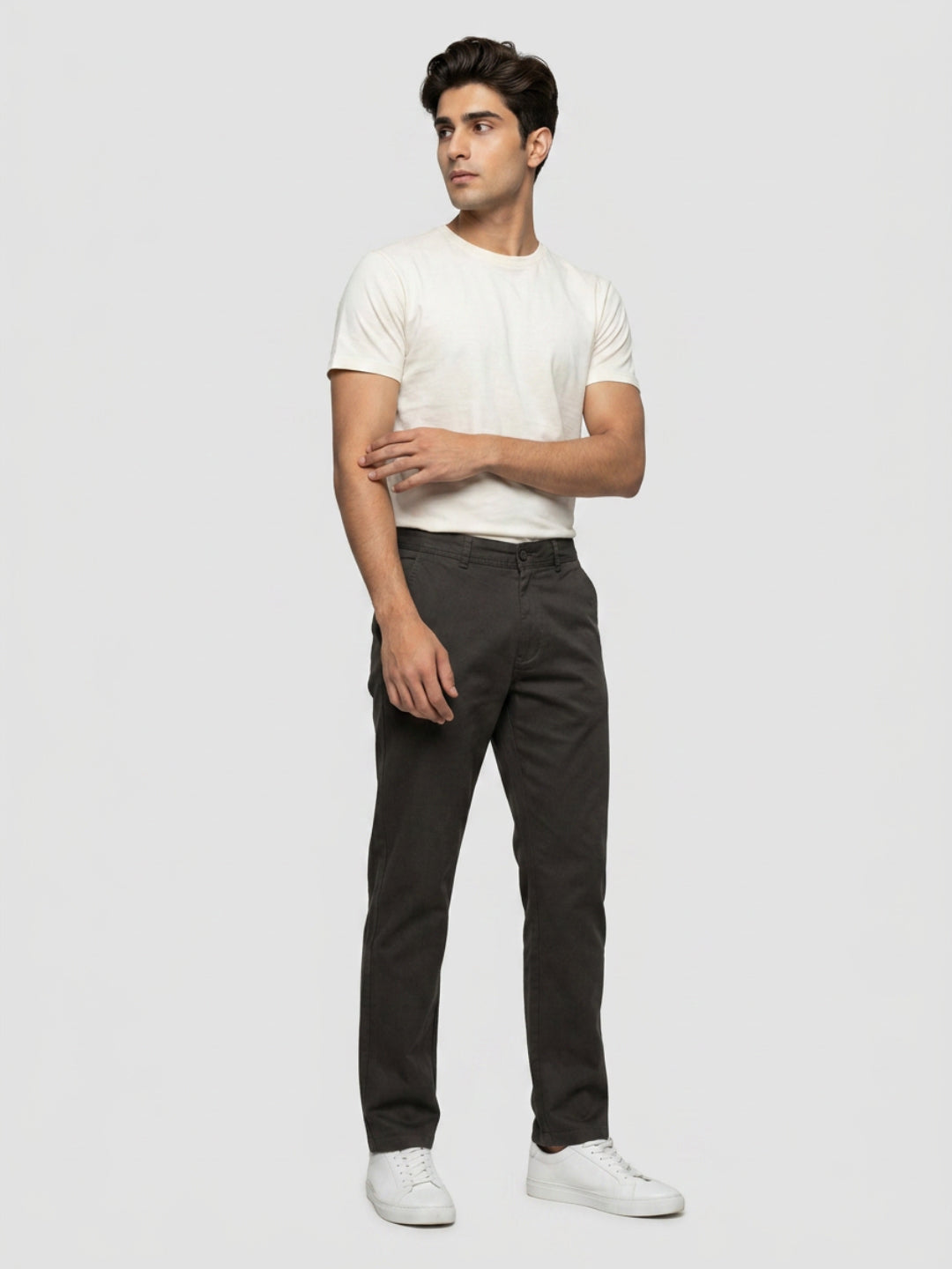 Men Trouser Relaxed Fit Green Mid Rise