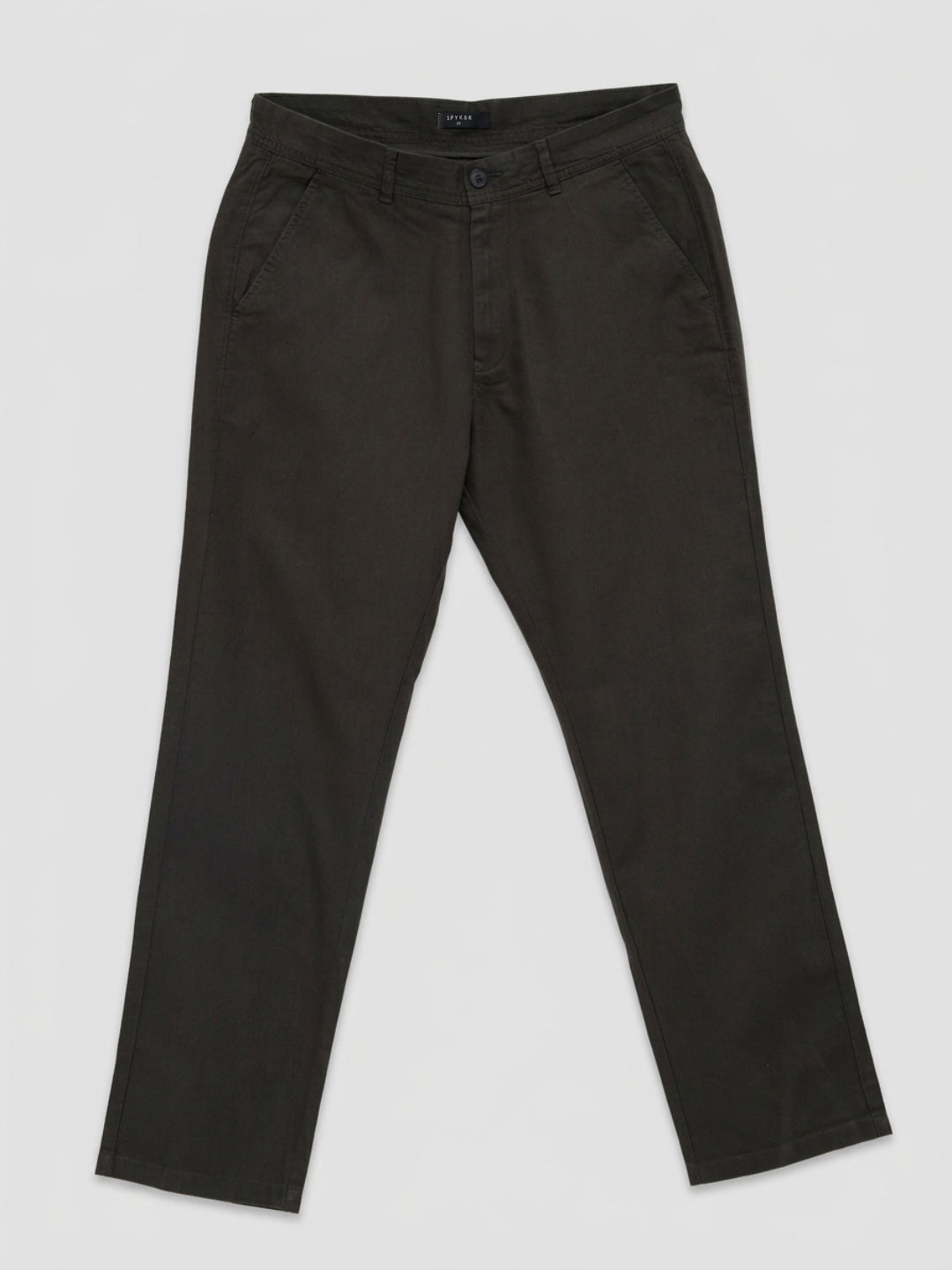 Men Trouser Relaxed Fit Green Mid Rise
