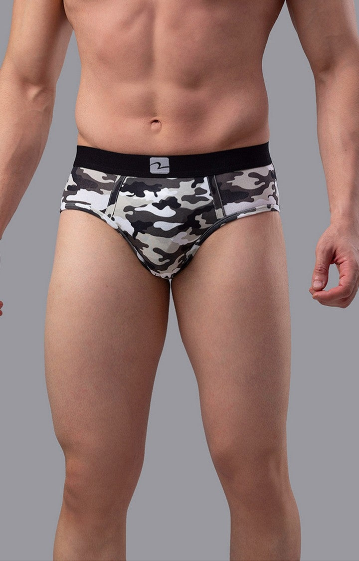 Underjeans by Spykar Men Pack of 2 Grey & Green Camouflage Print Briefs