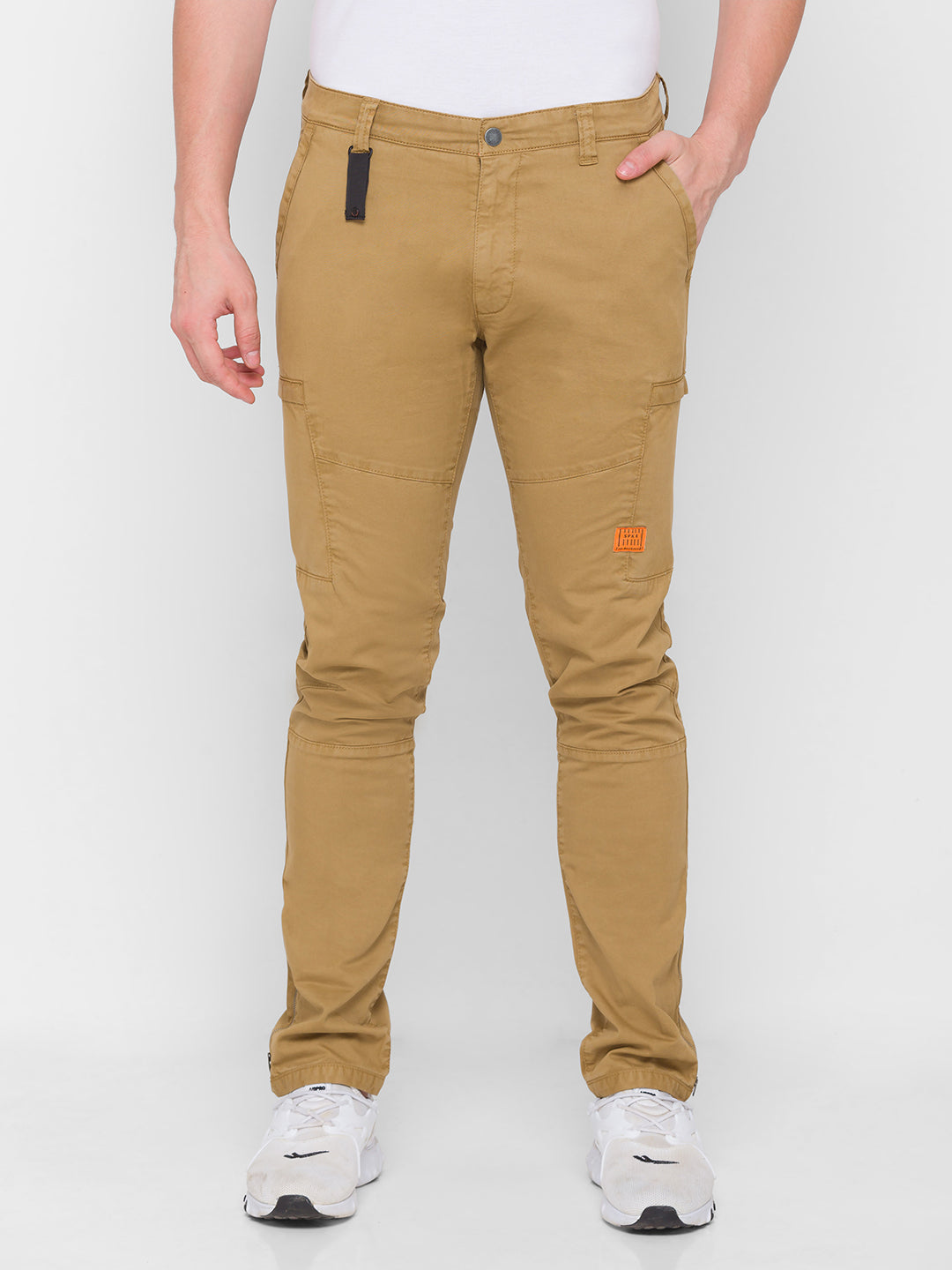 Spykar Men Yellow Cotton Slim Fit Casual Trouser