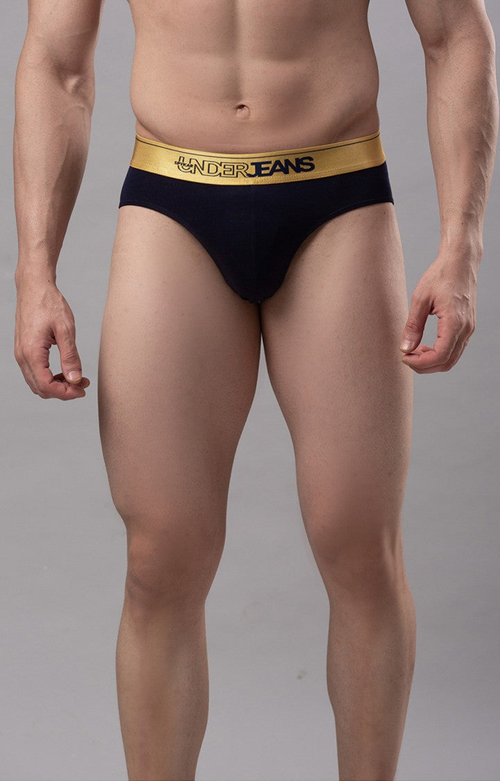 Underjeans By Spykar Navy Blue Briefs For Men