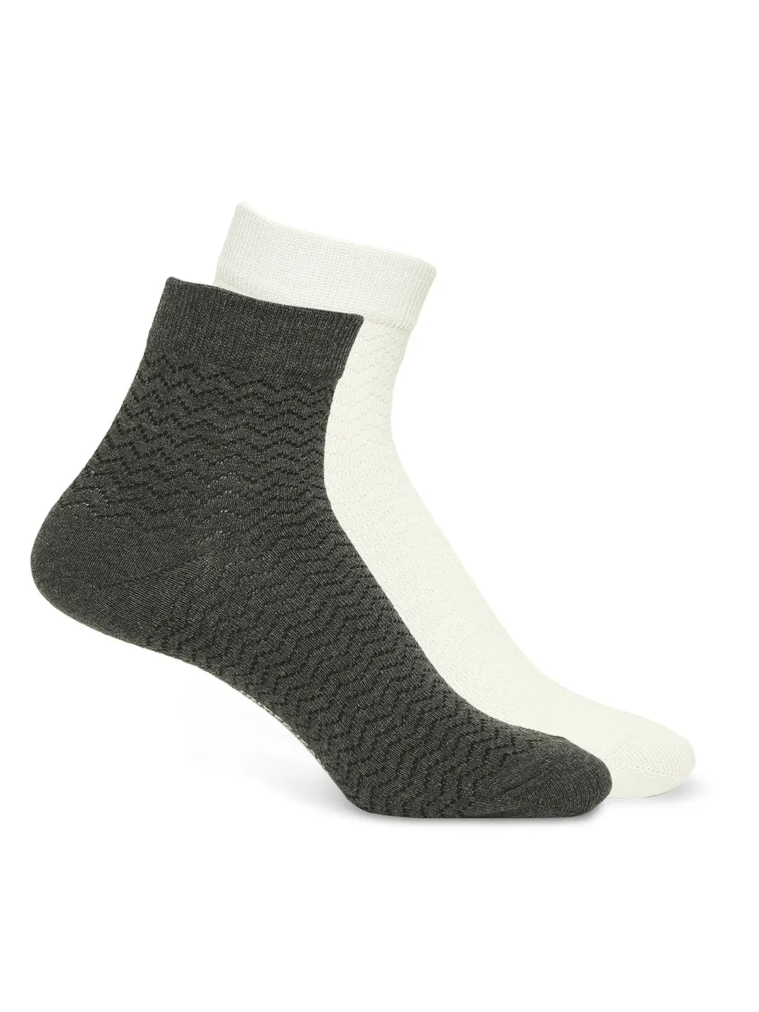 Men Premium White & Anthra Melange Ankle Length Socks - Pack Of 2- Underjeans By Spykar