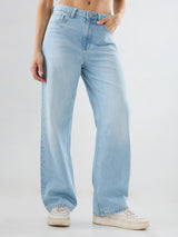 Women Bella Jeans Straight Fit Ice Blue High Rise
