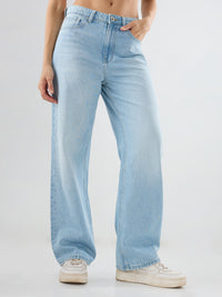 Women Bella Jeans Straight Fit Ice Blue High Rise