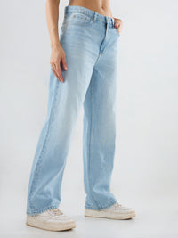 Women Bella Jeans Straight Fit Ice Blue High Rise
