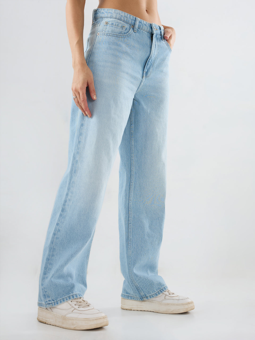 Women Bella Jeans Straight Fit Ice Blue High Rise