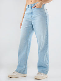 Women Bella Jeans Straight Fit Ice Blue High Rise