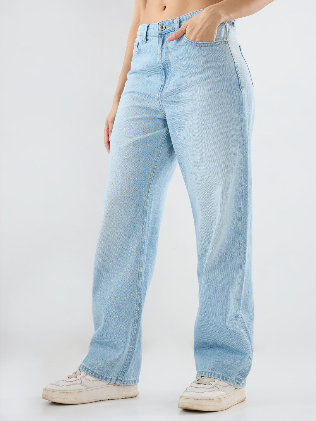 Women Bella Jeans Straight Fit Ice Blue High Rise