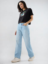 Women Bella Jeans Straight Fit Ice Blue High Rise