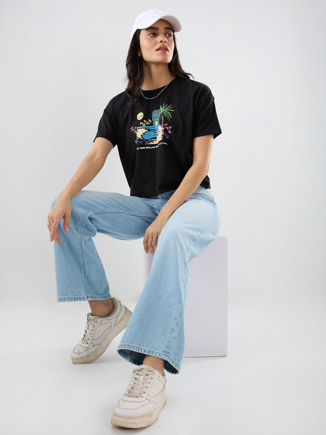 Women Bella Jeans Straight Fit Ice Blue High Rise