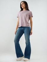 Women Flare Fit Jeans Flare Leg Vintage Blue Mid Rise