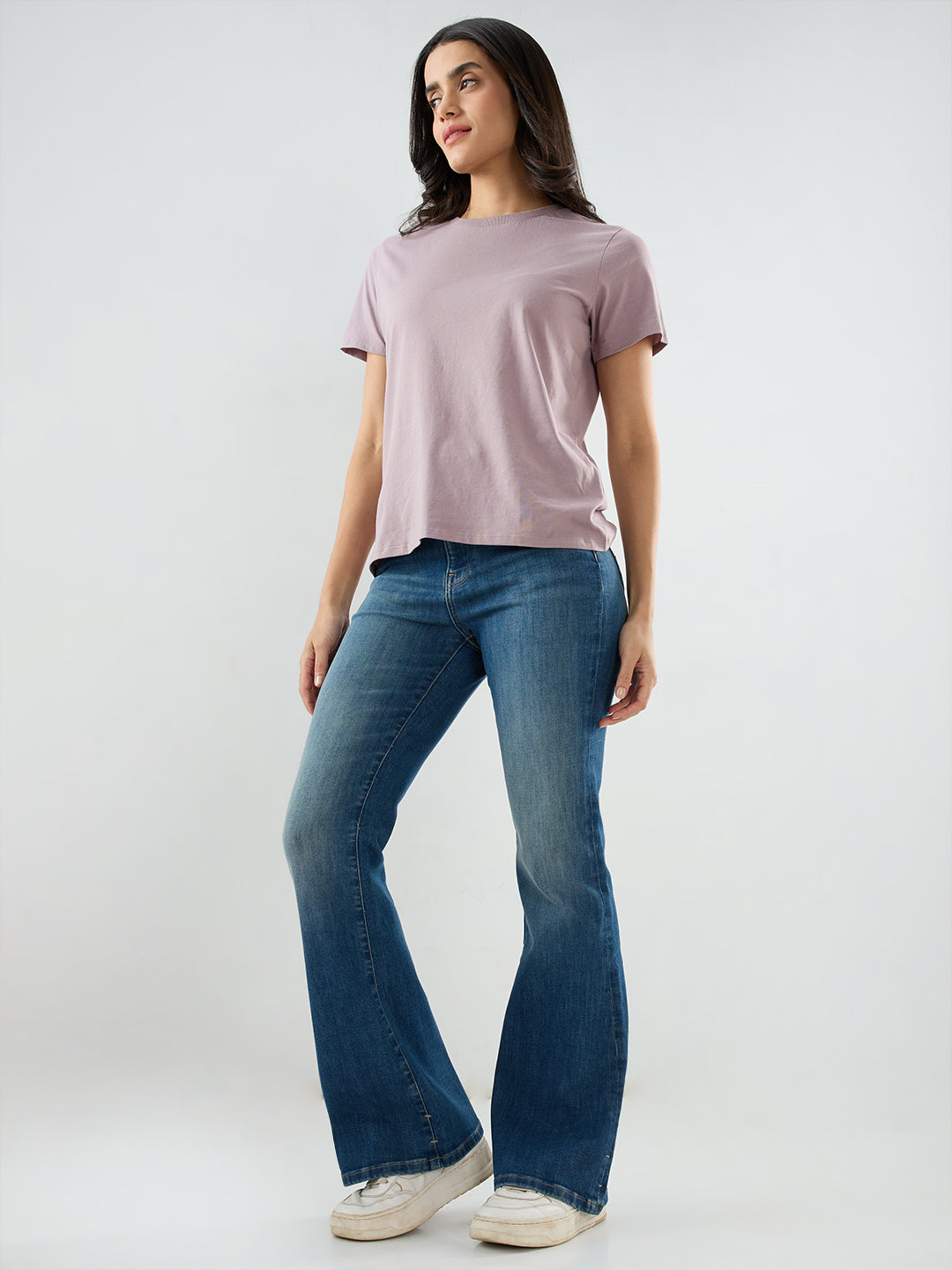 Women Flare Fit Jeans Flare Leg Vintage Blue Mid Rise