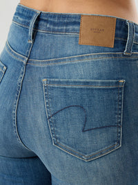 Women Flare Fit Jeans Flare Leg Vintage Blue Mid Rise