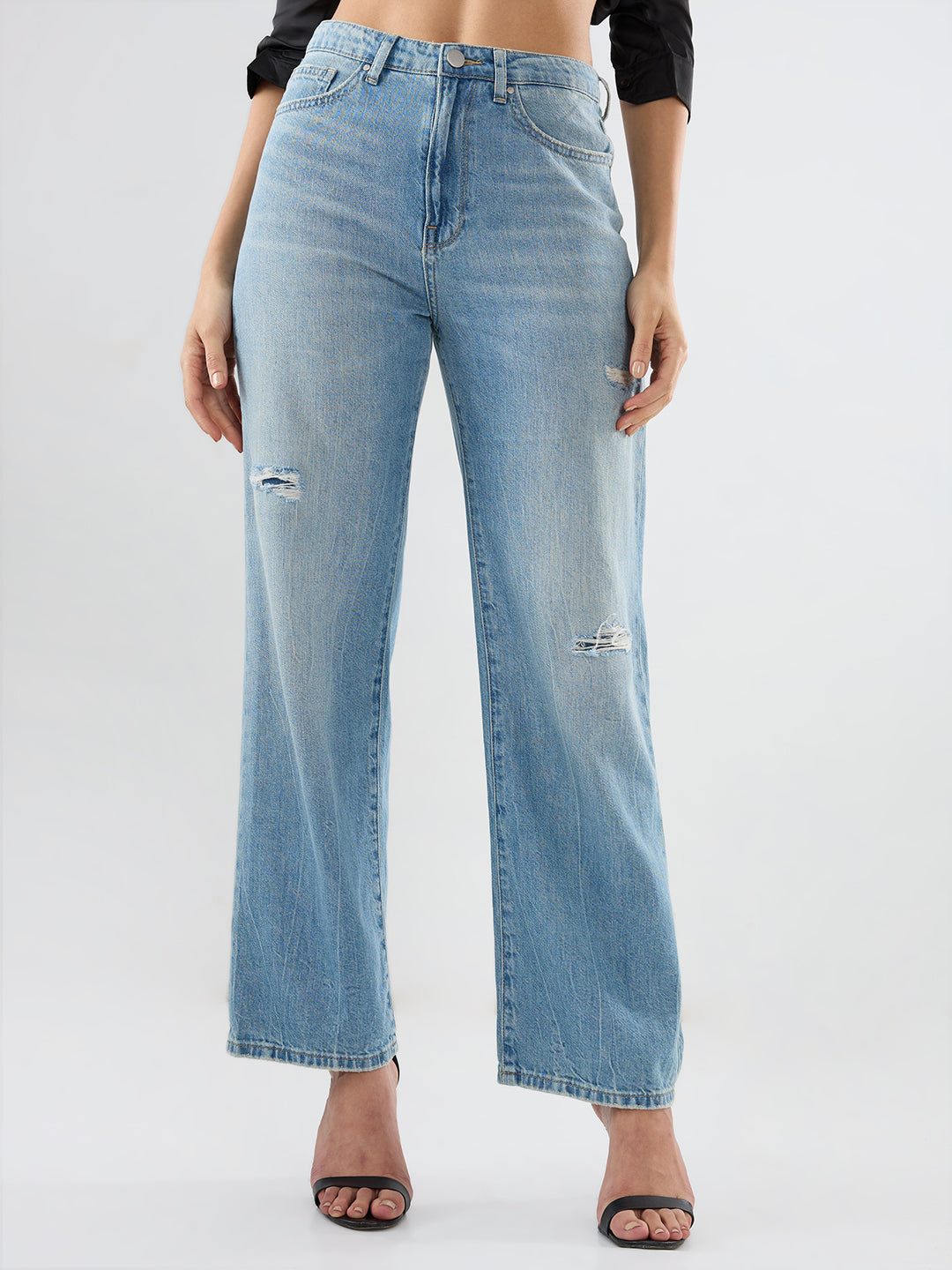 Women Bella Jeans Straight Fit Light Blue High Rise
