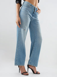 Women Bella Jeans Straight Fit Light Blue High Rise