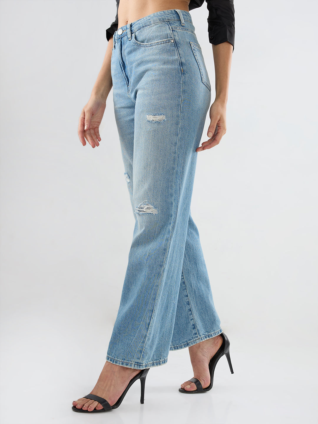 Women Bella Jeans Straight Fit Light Blue High Rise