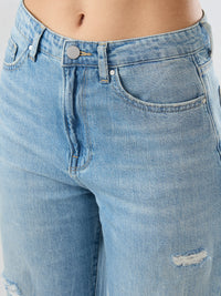 Women Bella Jeans Straight Fit Light Blue High Rise