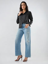 Women Bella Jeans Straight Fit Light Blue High Rise