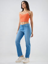 Women Emma Jeans Slim Fit Light Blue Mid Rise