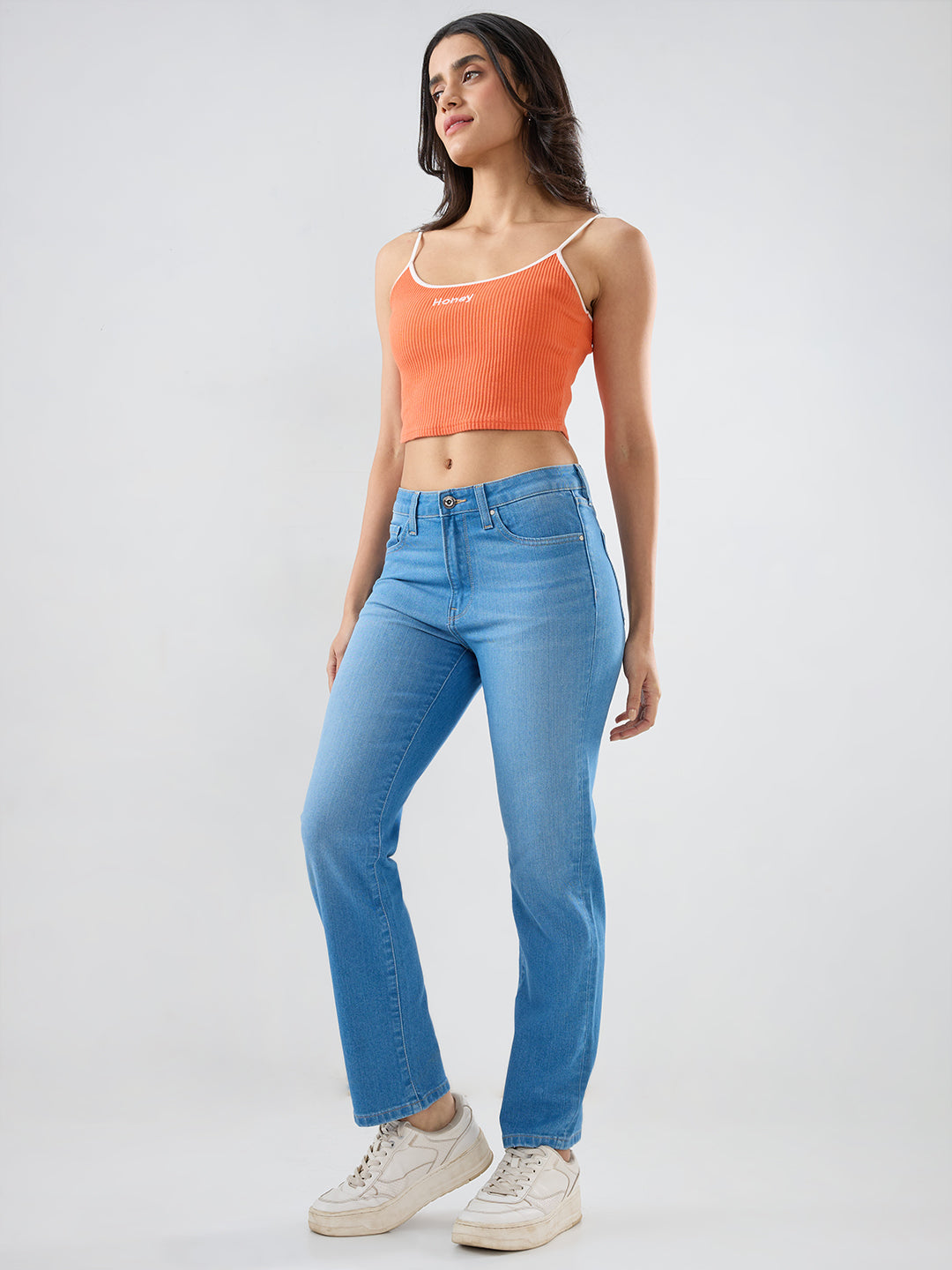 Women Emma Jeans Slim Fit Light Blue Mid Rise