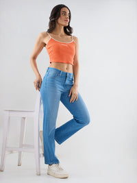 Women Emma Jeans Slim Fit Light Blue Mid Rise