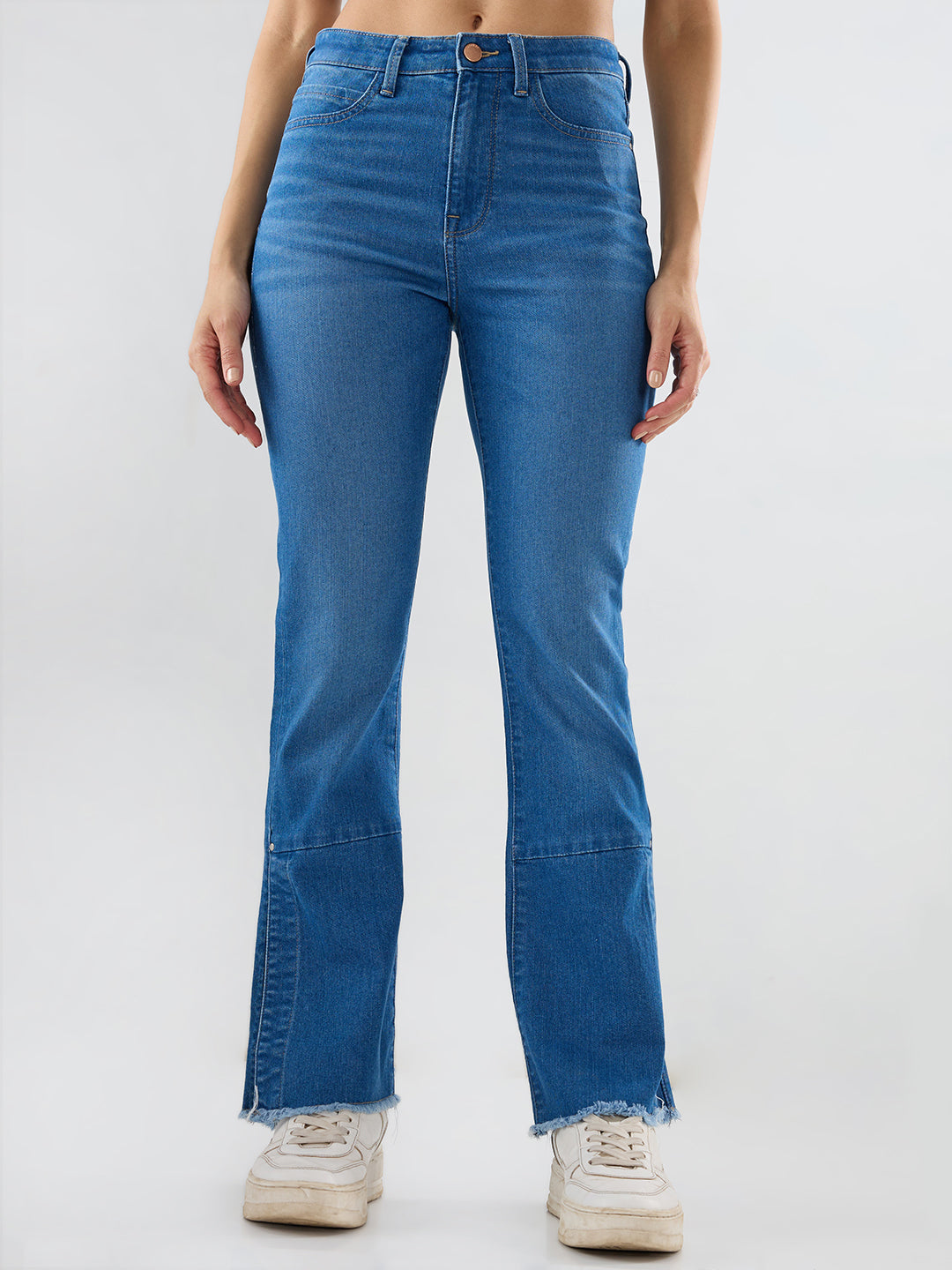 Women Elissa Jeans Boot Cut Fit Mid Blue High Rise