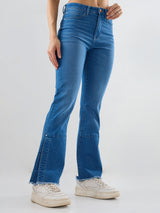 Women Elissa Jeans Boot Cut Fit Mid Blue High Rise