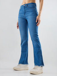 Women Elissa Jeans Boot Cut Fit Mid Blue High Rise