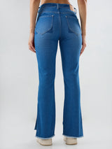 Women Elissa Jeans Boot Cut Fit Mid Blue High Rise
