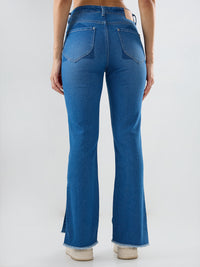 Women Elissa Jeans Boot Cut Fit Mid Blue High Rise