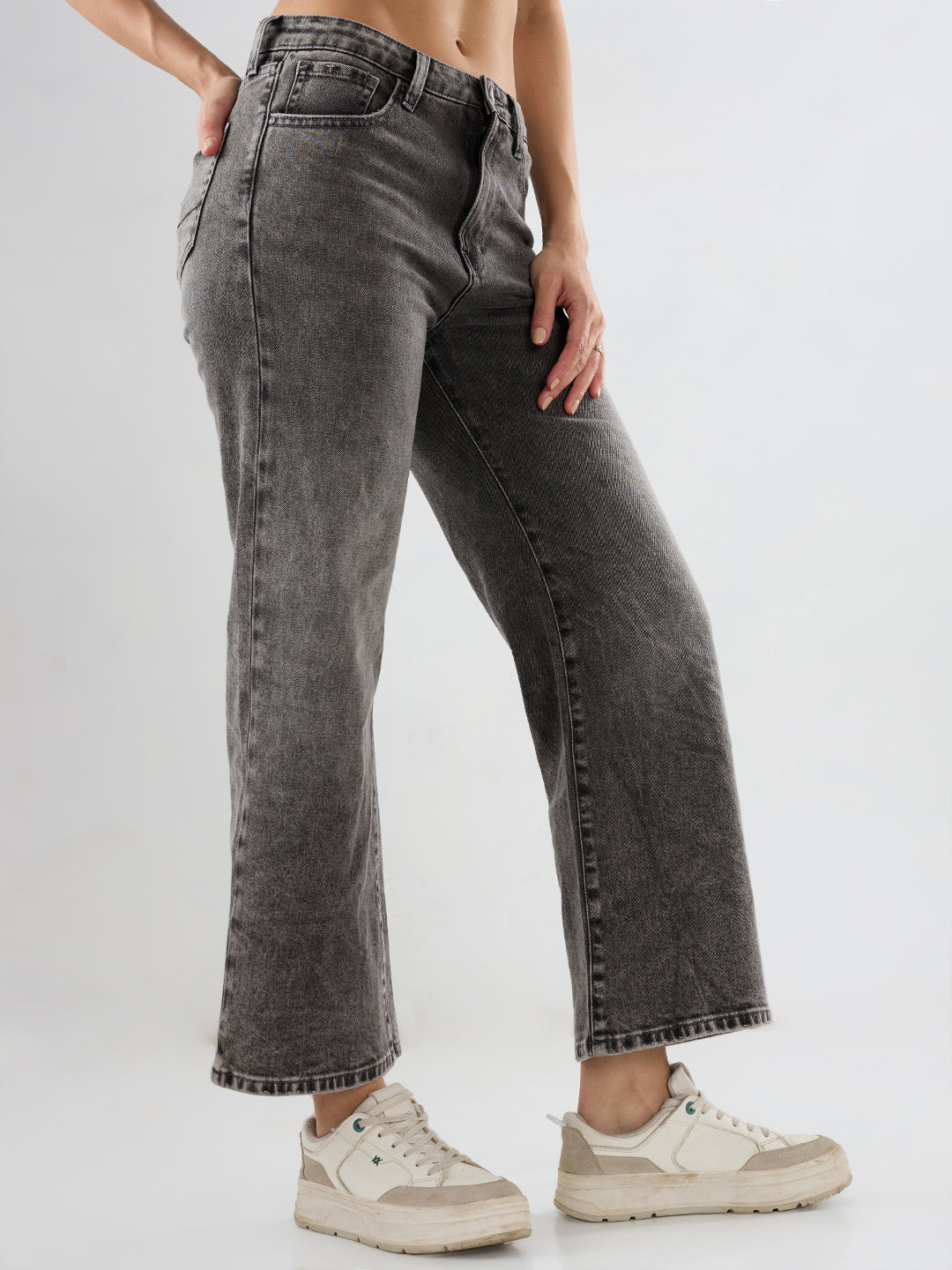 Women Bella-Wide Jeans Wide Leg Grey High Rise