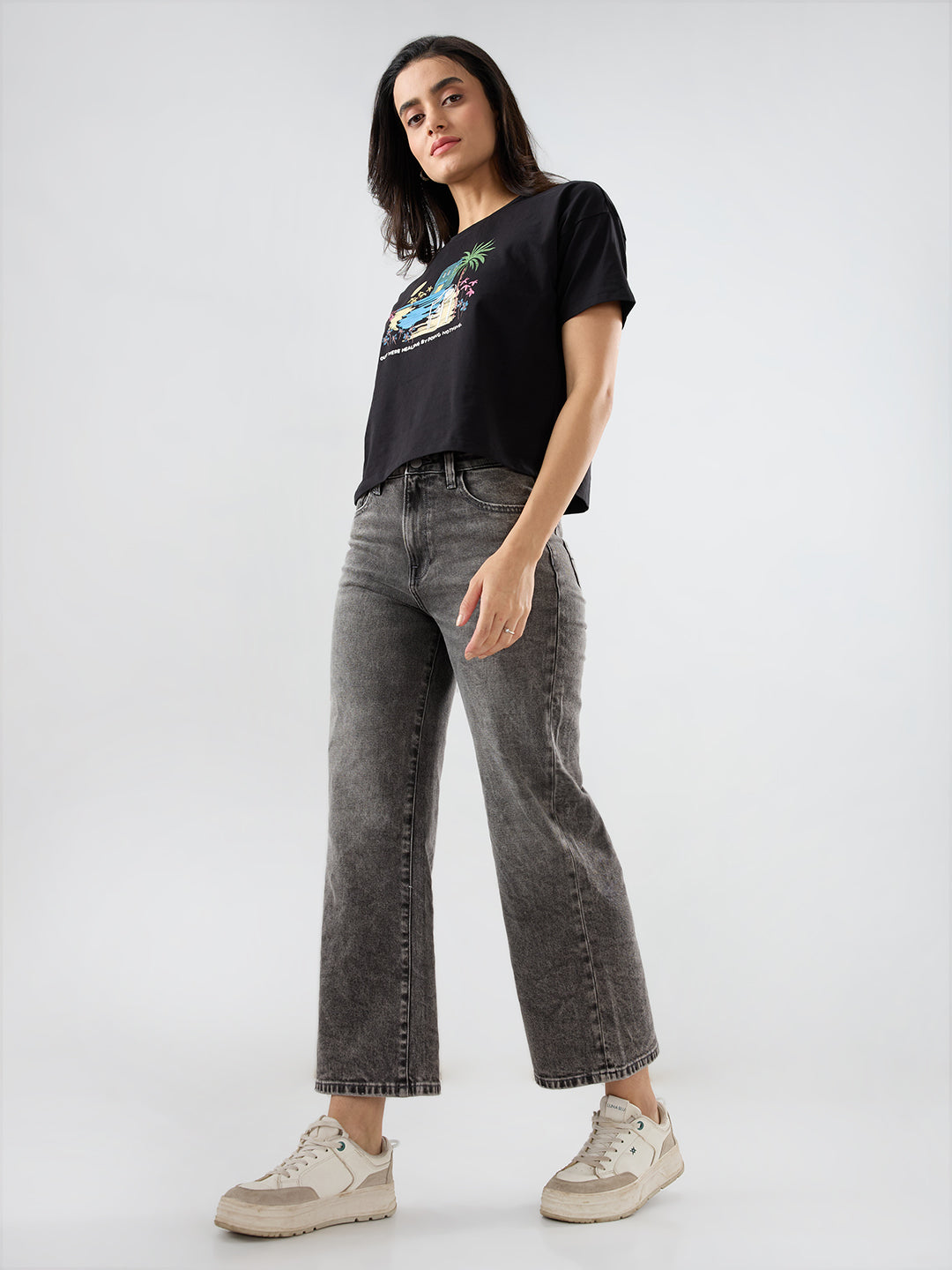 Women Bella-Wide Jeans Wide Leg Grey High Rise