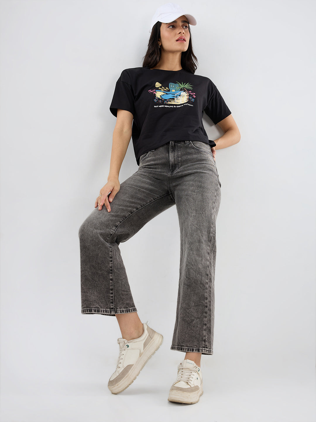 Women Bella-Wide Jeans Wide Leg Grey High Rise