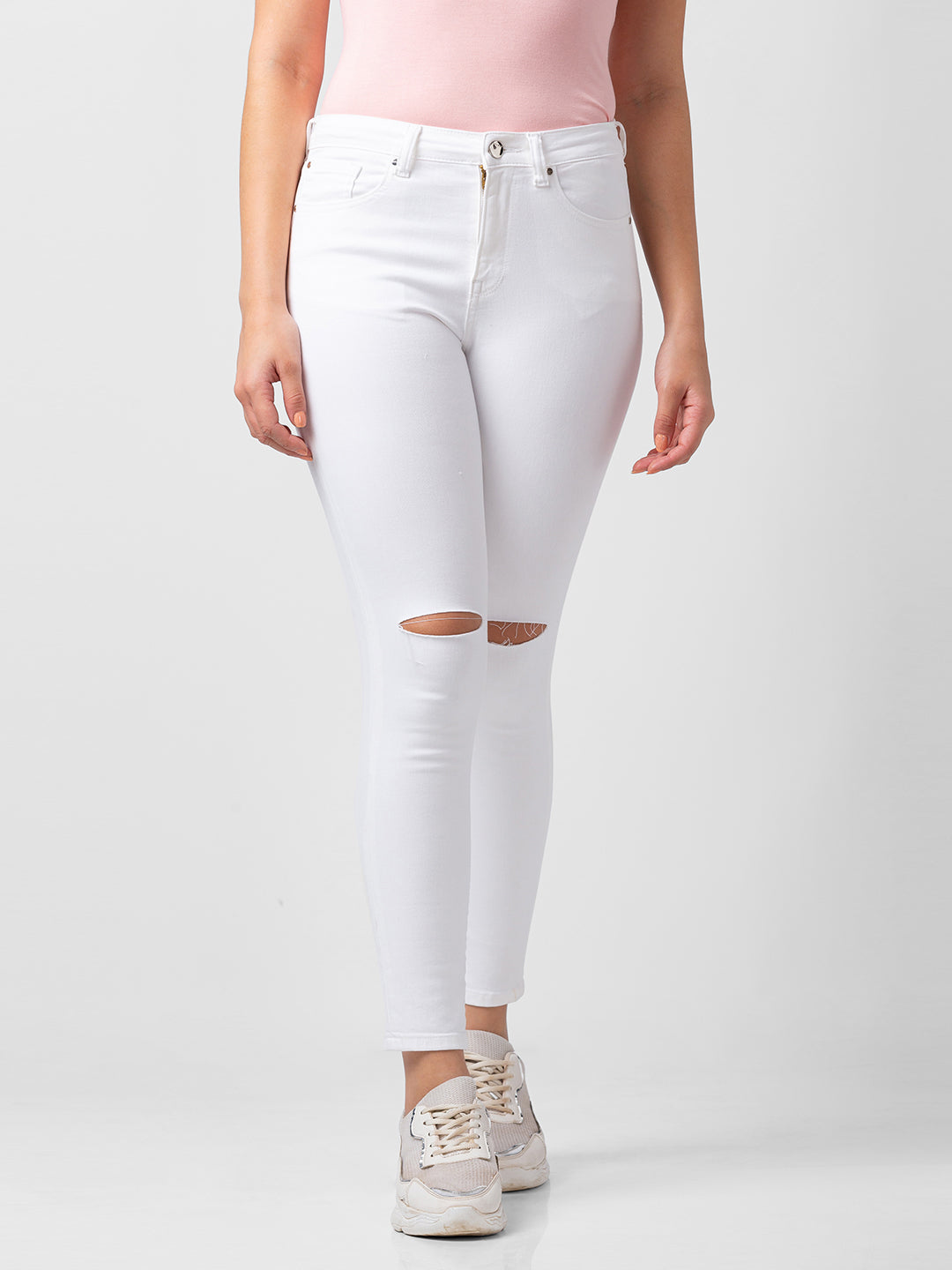 Spykar Women White Lycra Super Skinny Fit Ankle Length Jeans (Alexa)