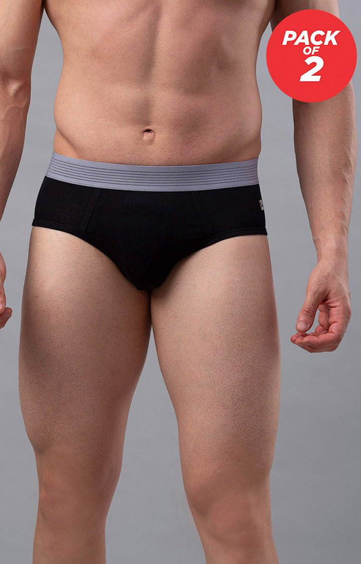 Underjeans By Spykar Black Solid Briefs For Men