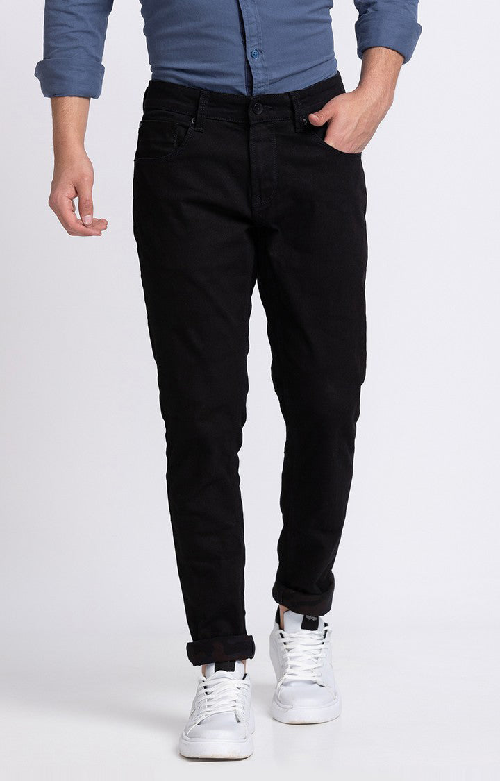 Spykar Men Black Cotton Slim Fit Narrow Length Jeans (Skinny)