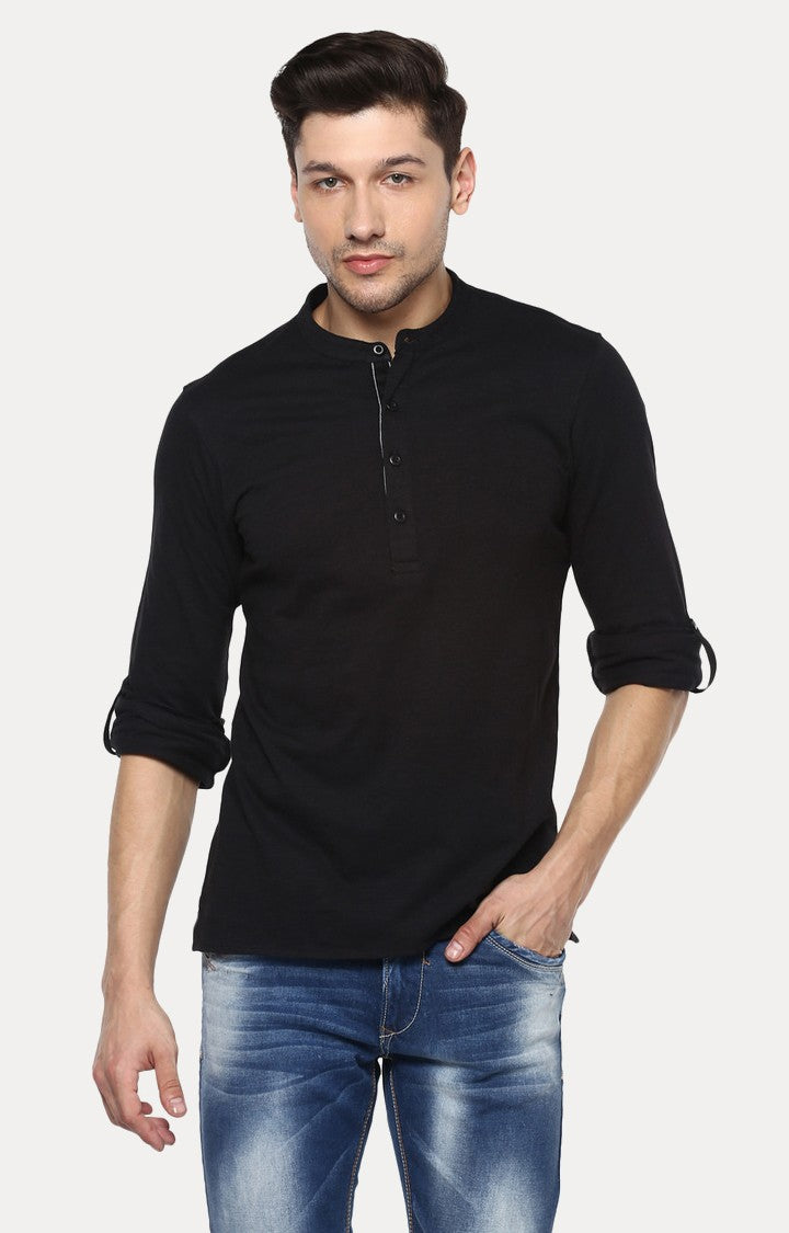 Spykar Black Solid Slim Fit Men T-Shirts