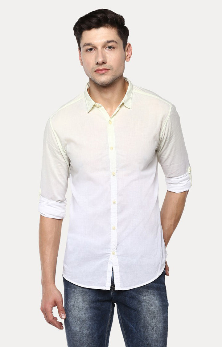 Spykar Men'S Yellow Cotton Solid Casual Shirts