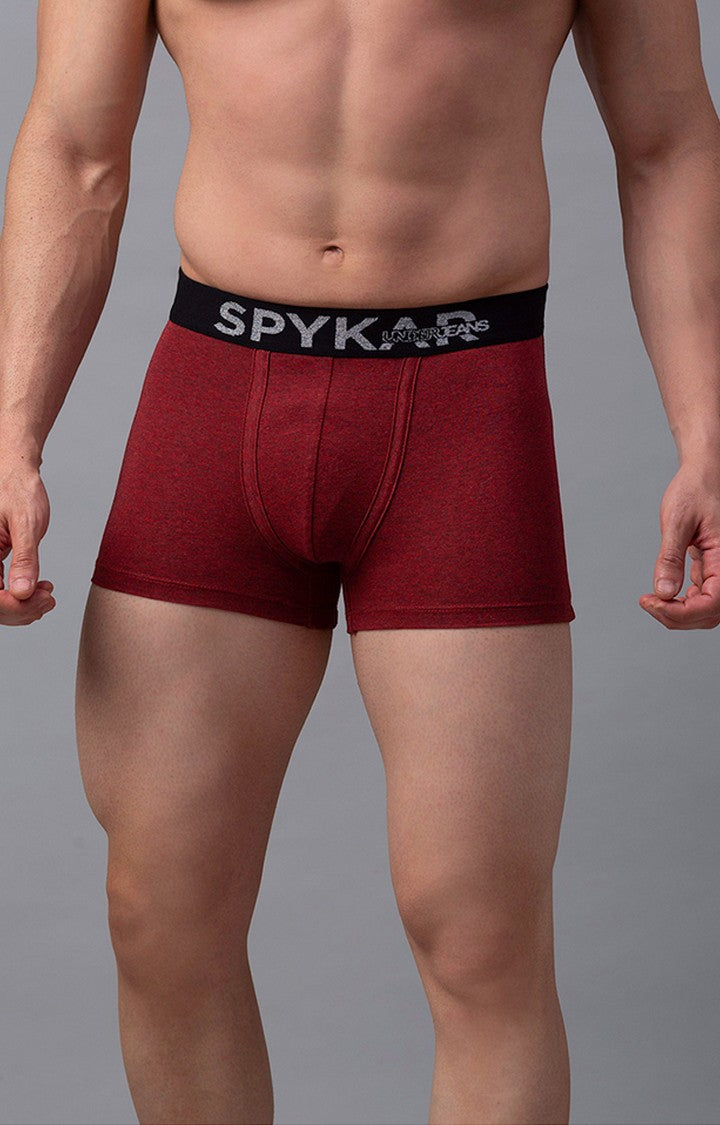 Underjeans By Spykar Men Red Solid Trunks