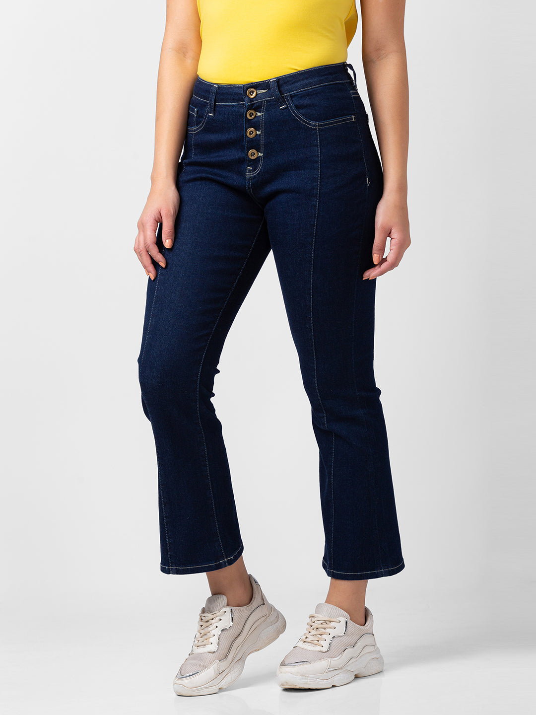 Women Elissa Jeans Boot Cut Fit Dark Blue High Rise