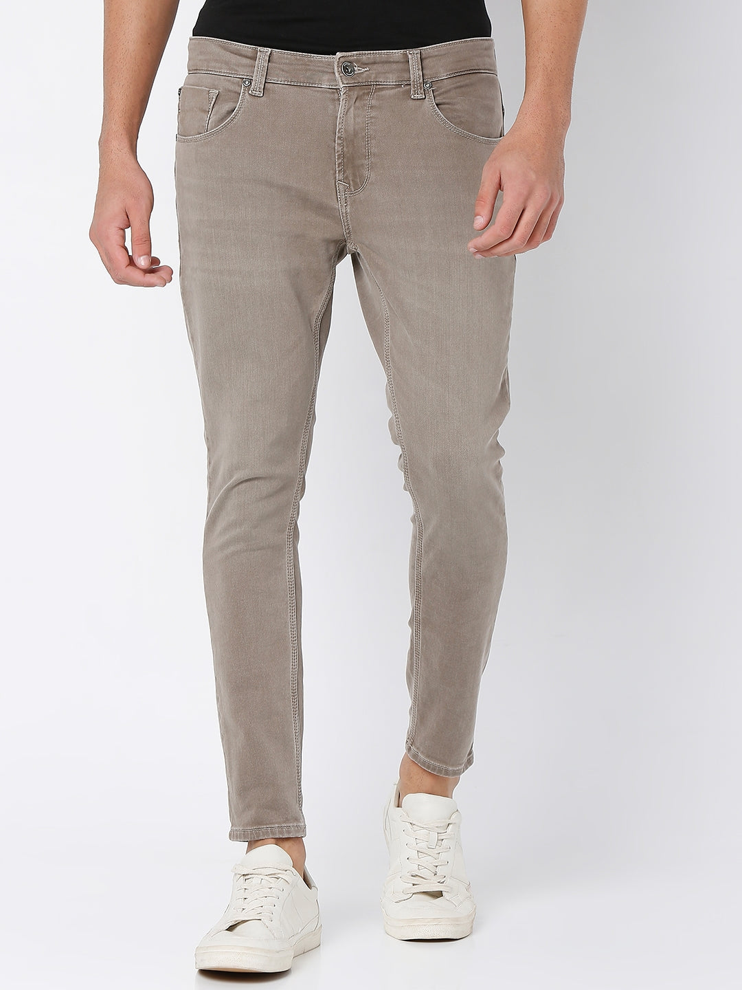 Spykar Men Grey Kano Slim Fit Mid Rise Coloured Jeans