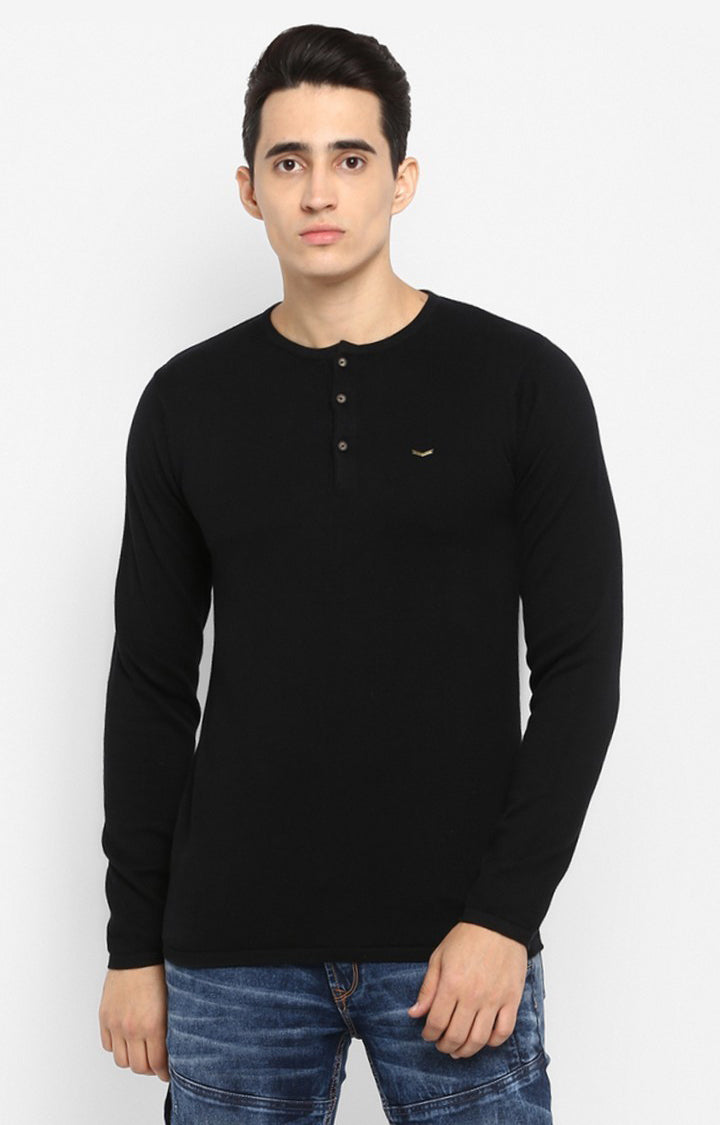 Spykar Black Solid Slim Fit Men T-Shirts