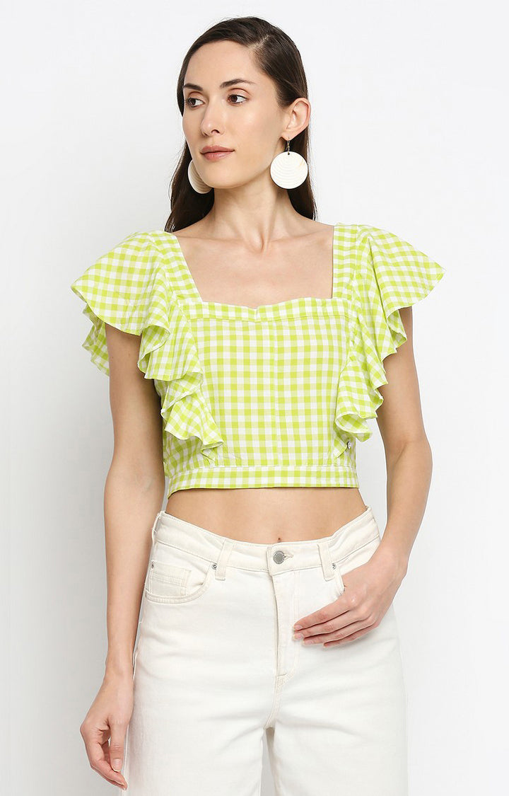 Spykar Women Lime Cotton Crop Top