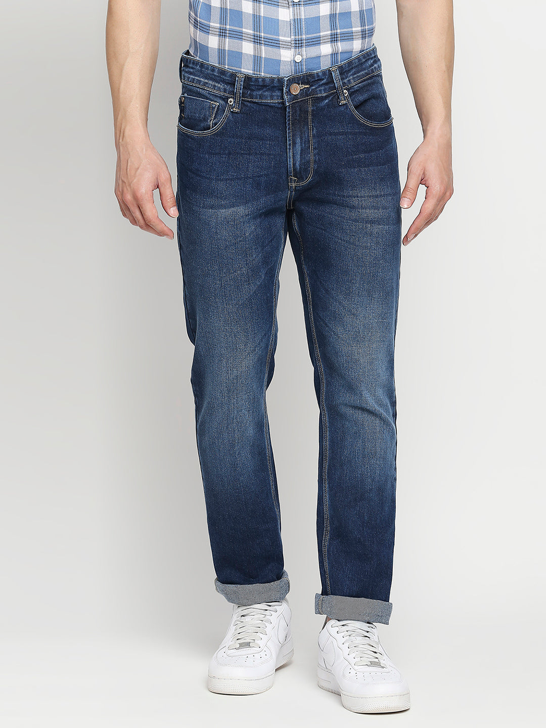 Spykar Men Dk.Blue Cotton Regular Fit Narrow Length Jeans (Rover)